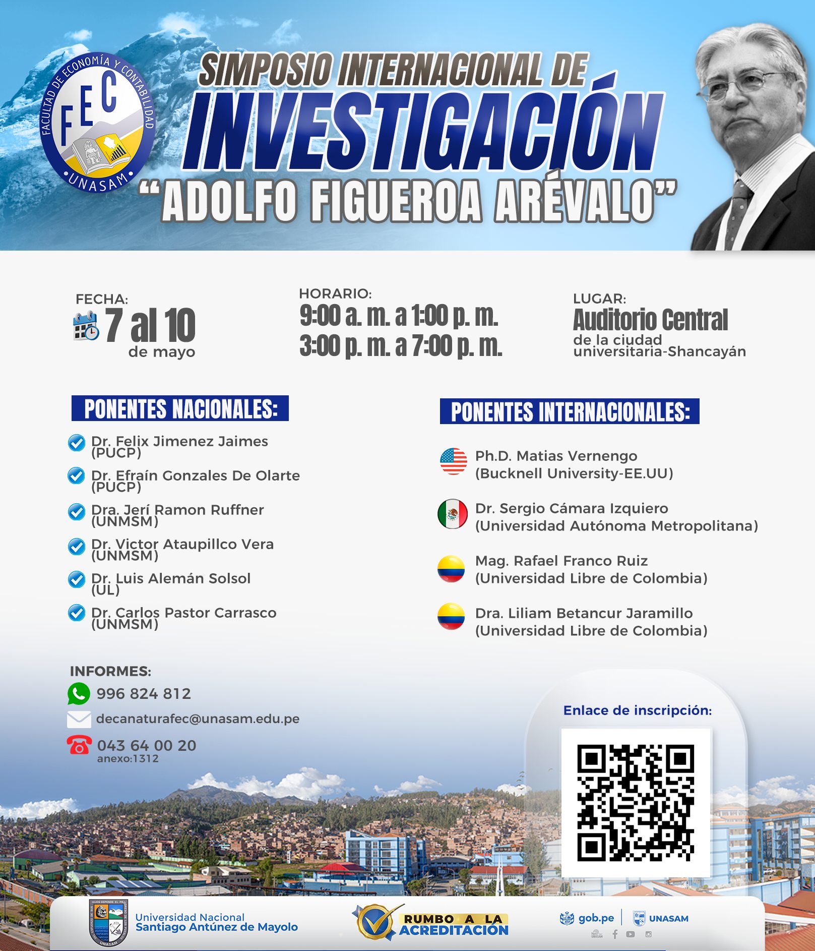  																I SIMPOSIO INTERNACIONAL DE INVESTIGACIÓN "ADOLFO FIGUEROA ARÉVALO"
																