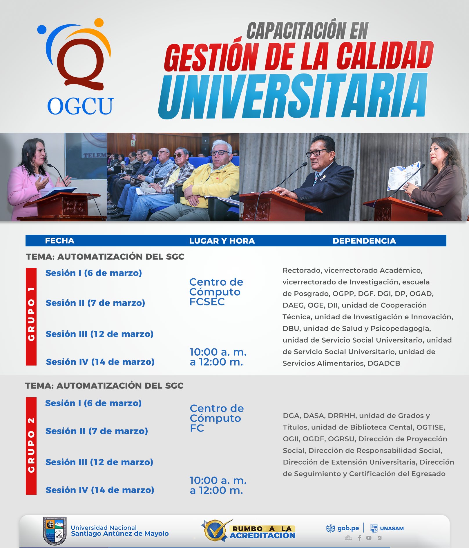  														CAPACITACIÓN EN GESTIÓN DE LA CALIDAD UNIVERSITARIA
														