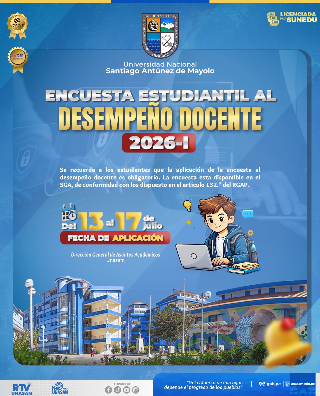  														Encuesta estudiantil al desempeño docente 2026-I
														