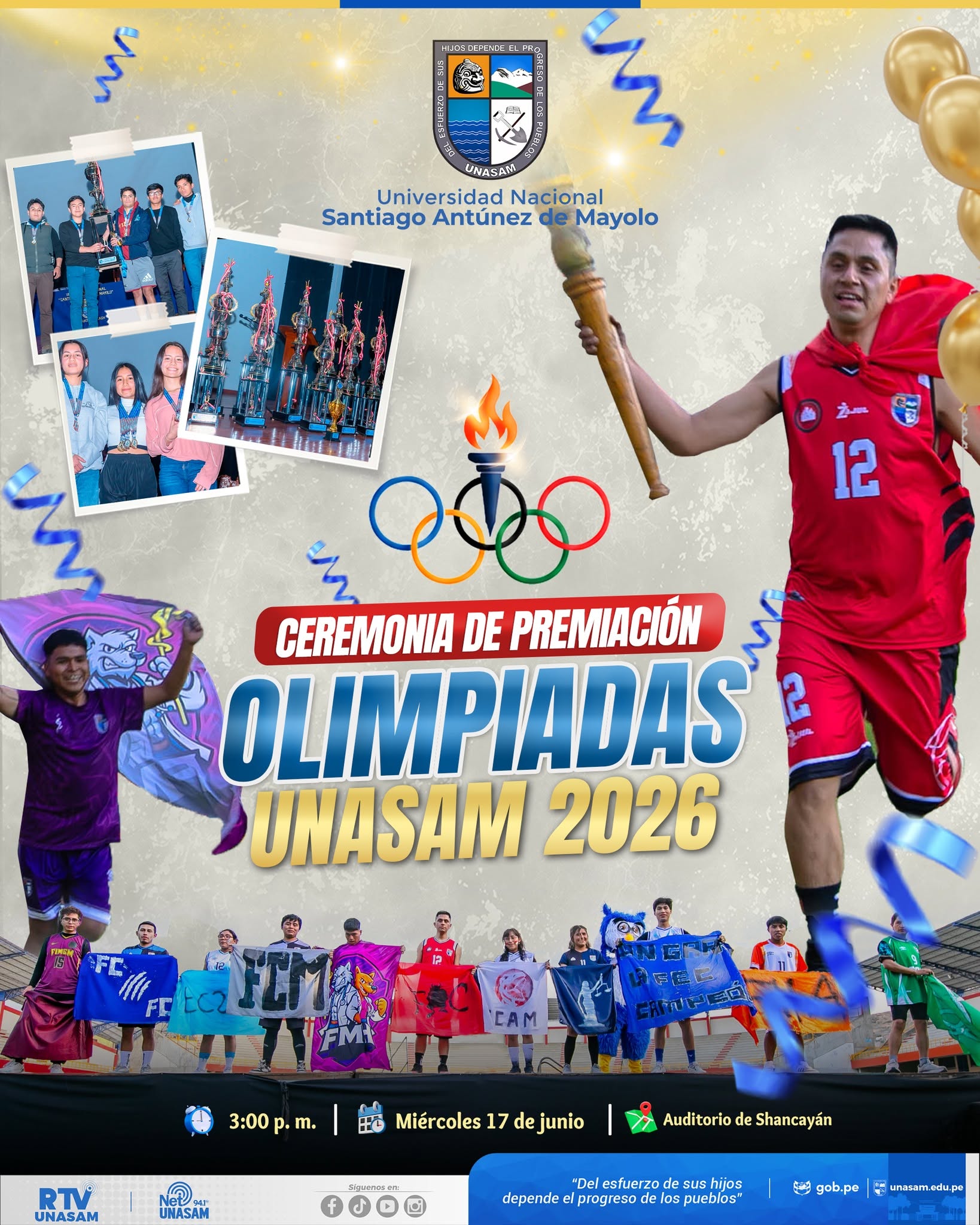  														Ceremonia de premiación de las Olimpiadas Universitarias Unasam 2026
														
