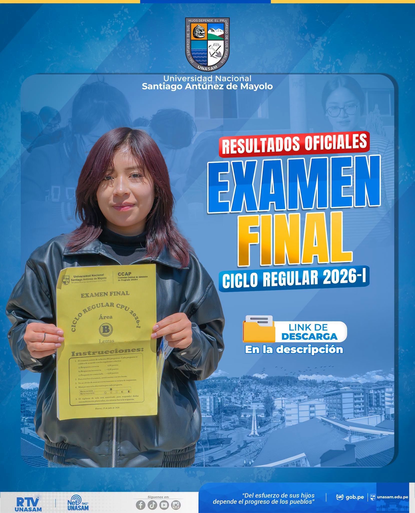  														¡Resultados oficiales del examen final CPU regular 2026-I
														